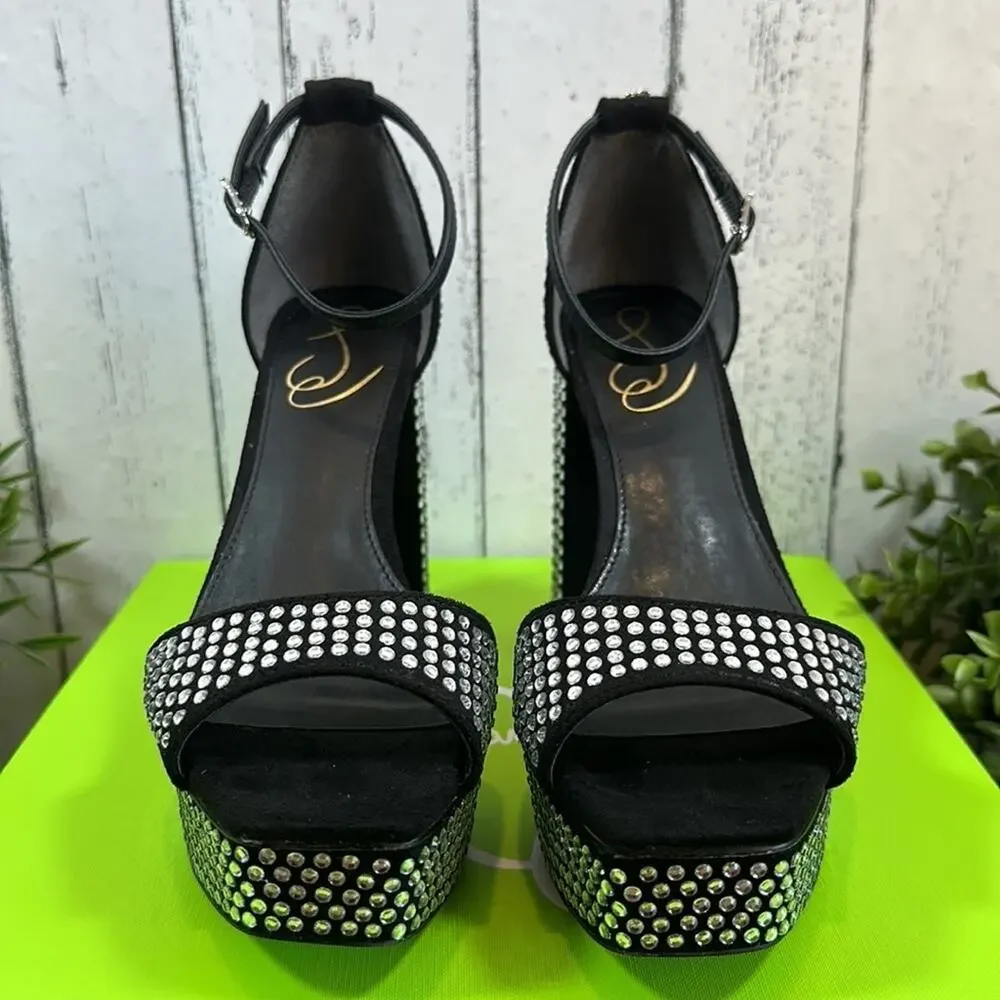 Sam Edelman Black Platform Sandals with Silver Studs